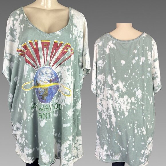 Vinyl Icons +6 Tie-Dye Aged Any Way Journey Band Graphic Short Sleeve T-Shirt - Picture 1 of 6